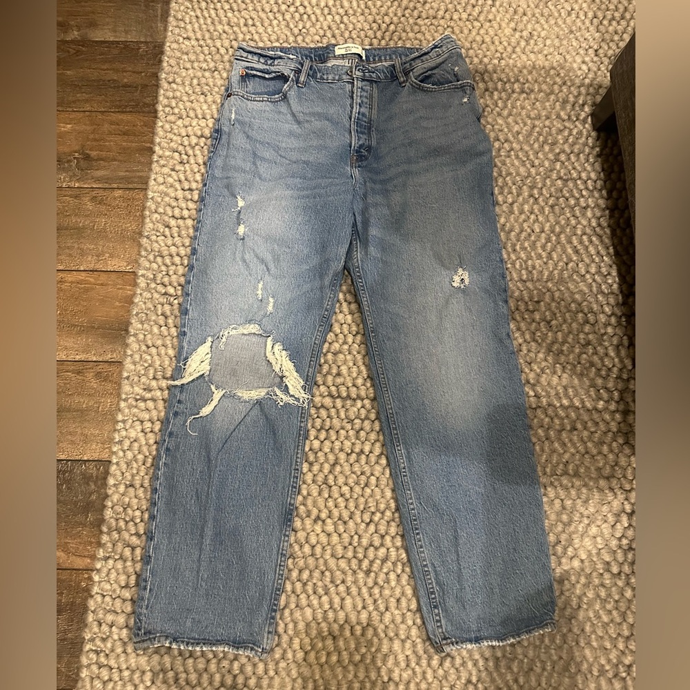 Abercrombie & Fitch High Rise Distressed Blue Jeans